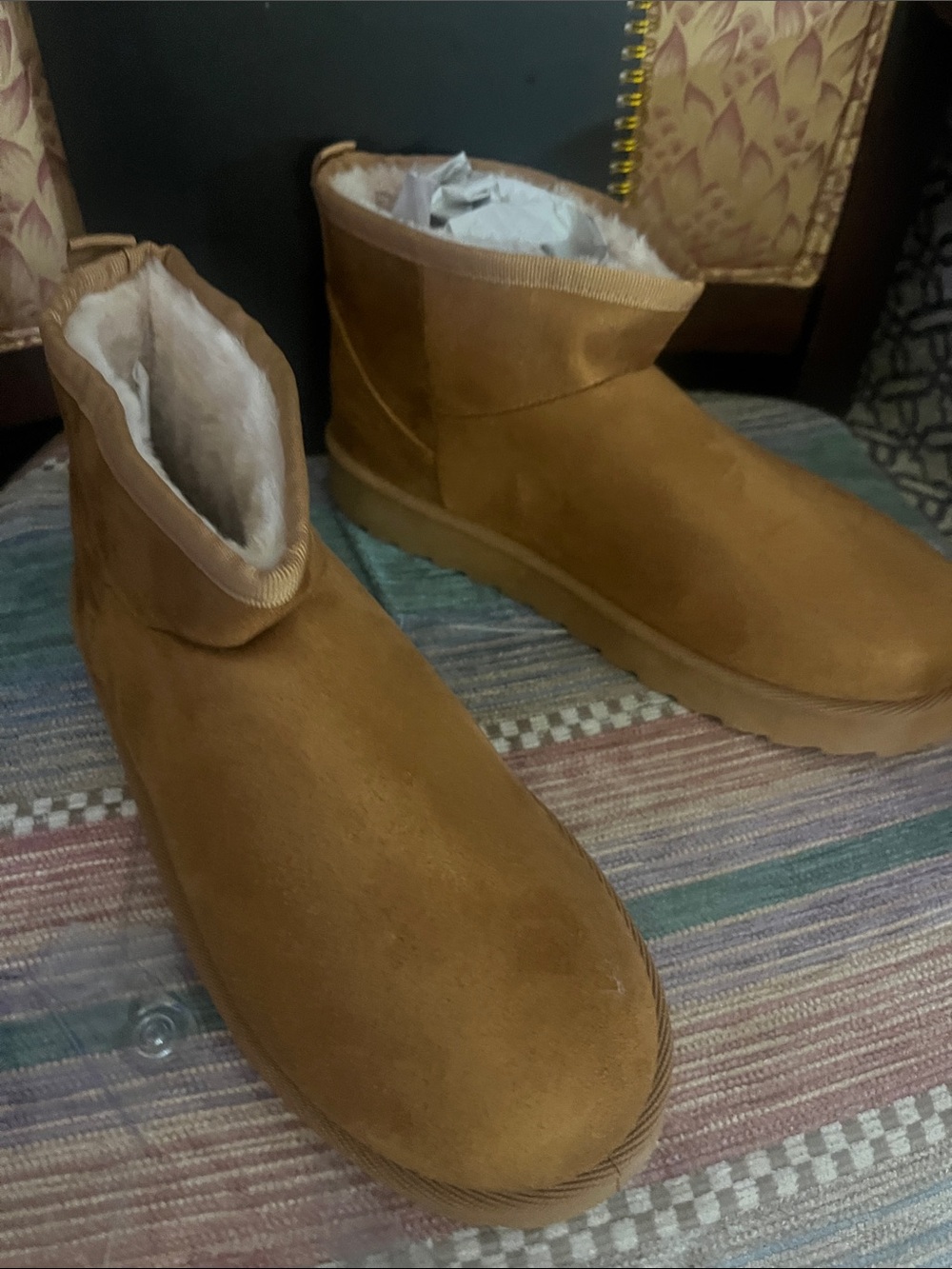 Men's Tan Faux-Shearling Slip-On Winter Boot